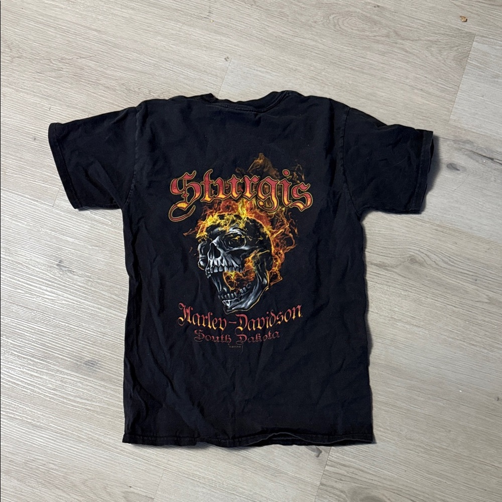 Harley-Davidson Sturgis Skull Flame South Dakota Black Sturgis Skull Tee